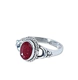 Gems Vibes Rubin Edelstein Ring für Frauen Statement Ring 925 Sterling Silber Ring Geschenk Tanne Sie Versprechen Ring Natürlicher Rubin Ring Handgemacht Boho Ring Größe 7