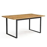B&D home Esstisch Holz Industrial, Tischplatte 160x90 cm Eiche Optik, Kufengestell anthrazit, Tisch Esszimmermöbel, Küchentisch, Holztisch, Esszimmertisch, für Esszimmer, Küche