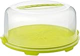 Rotho Fresh hohe Tortenglocke mit Haube und Tragegriff, Kunststoff (PP) BPA-frei, grün/transparent, (35,5 x 34,5 x 16,5 cm)
