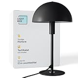 Lightbox Pilz-Tischlampe | Home Office Schreibtischlampe mit Wipp-Schalter | LED Lampe (E14 Fassung) als Nachttischlampe, Büro und Schreibtisch Zubehör | aus Metall in Schwarz Silberfarben