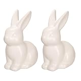 Ideen mit Herz Deko-Figur Hase | Osterhase | weiß | Hochglanz | Osterdekoration | Dolomit | 2 Stück