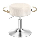 VASAGLE Schminkhocker, Schminkstuhl, Barhocker, höhenverstellbar, 360° drehbar, PU, Dicke Polsterung, für Schlafzimmer, Küche, Esszimmer, modern, cremeweiß LJB120W01