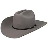 Stetson Laramie Wool Westernhut Wollfilzhut Wollhut Cowboyhut Rodeohut Herren - mit Lederband Herbst-Winter Herbst Winter - XS (52-53 cm) grau
