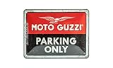 Nostalgic-Art Retro Blechschild, 15 x 20 cm, Moto Guzzi – Parking Only – Geschenk-Idee für Biker, Original Lizenzprodukt (OLP), aus Metall, Vintage Design, Blechschilder Sprüche