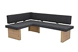 Hela Tische, Eckbank, Sitzbank Linn, Webstoff Anthrazit, Holzgestell Artisan Eiche, li-re montierbar, Belastbakeit ca. 300kg, Maß 200x140x83cm