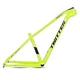 Carbon Mountainbike-Rahmen 27.5er 29er Hardtail MTB-Rahmen 15''/17''/19'' Leichtbau Scheibenbremse Rahmen QR 135MM Interne Verlegung (Color : Geel, Size : 17'')