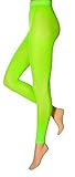 krautwear Damen Mädchen Leggins Leggings 60 den Karneval Fasching Kostüm rot blau rot neon rosa grün gelb (Neon Grün, 2x L/XL)
