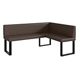 MEBLINI Eckbank für Esszimmer - Küchenbank - Essecke - Sitzecke Küche - Toni - U-Beine 128x168x87cm Rechts - Braun Kunstleder