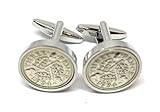 1934: Silberne Drei Pence Manschettenknöpfe zum 90. Geburtstag, hergestellt aus echten Münzen