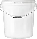 BenBow - Eimer mit Deckel 1x 30 Liter weiß - lebensmittelecht, stabil luftdicht auslaufsicher geruchsneutral - Aufbewahrungsbehälter aus Kunststoff mit Metalgriff - leer - Lagerbehälter - zu Hause