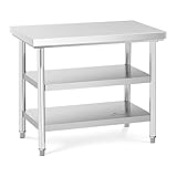 Royal Catering Edelstahltisch 100 x 60 cm bis zu 500 kg Traglast 3 Ebenen Arbeitstisch Edelstahl Gastro Tisch