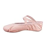 Bezioner Ballettschuhe Ballettschläppchen Tanzschuhe Geteilte Ledersohle für Kinder und Erwachsene(Bitte wählen Sie eine Größe größer als üblich) Pink 28