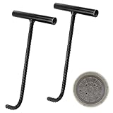 2 Stück Kanaldeckelheber, Afenau 30CM Gullideckel Haken mit Gewinde, Verdickte Stahlbewehrung Schachthaken, Tragbar Schachtdeckelheber, T Kanalhaken für Schachtabdeckung, Schwarz