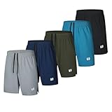 Bsrpolry 5-Pack Herren Laufshorts Gym Shorts Quick Dry für Jogger, Herren Athletic Shorts mit Taschen und elastischem Bund Schwarz, Blau, Grün, Navy, Hellgrau 4XL