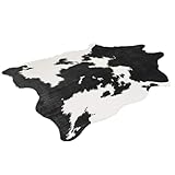 SYLUOQP Kuhfell Kunstfell Teppich Rinderfell Fell Fellimitat 200 * 140cm Schwarz/Braun Variation,Schwarz