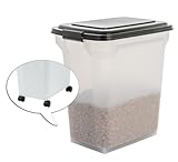Iris Ohyama Hundefutter Aufbewahrung mit Rollen, 45L/15kg, Schwarz, Luftdichte Futterbox, Trockenfutter, Futterbehälter, Für Hunde, Katzen, Tierfutterbehälter, Schaufel, BPA-frei, Futtertonne, ATS-L