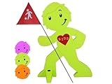 StreetBuddy - Warnfigur mit Fahne, reflektierender Warnaufsteller für Kindersicherheit - Achtung langsam Fahren - Vorsicht spielende Kinder - Schild Autofahrer Warnung (Grün)