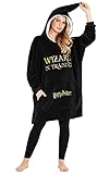 Harry Potter Hoodie Damen, Oversize Pullover Damen, Kapuzenpullover Damen, Oversized Hoodie (Schwarz)