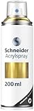 Schneider Paint-It 030 Supreme DIY Acryllack (hochdeckende Sprühfarbe, UV-beständig, 200 ml (1er Pack), Acrylspray für fast alle Untergründe) gold metallic