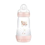 MAM Easy Start Anti-Colic Elements Babyflasche (260 ml), Milchflasche für die Kombination mit dem Stillen, Baby Trinkflasche mit Bodenventil gegen Koliken und Sauger Größe 1, 0+ Monate, Eule