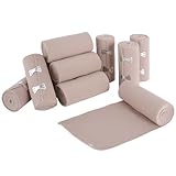 Elastische Bandagen Wickeln - 12 Stück Elastischer Verband, Wiederverwendbare Elastisch Mullbinden, Kompression Verbände mit Klammern, Elastische Binde Mullbinden für Handgelenk Knie (10 M x 4.5 cm)