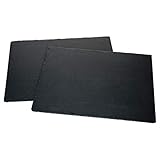 MamboCat Schieferplatte 2er Set 40 x 30 cm I Servierplatten Schwarz I Sushi Platte mit rustikaler Bruchkante I Cheese Board Vorspeisenteller auch als Untersetzer Teller I Dekoplatte Granit