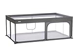 Fillikid Baby Laufgitter groß 180 x 120 cm Höhe 68 cm | Laufstall Baby xxl klappbar | Schutzgitter, Absperrgitter | Extra großes Laufgitter mit seitlichem Einstieg & atmungsaktiven Netz
