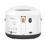 Tefal Fritteuse Filtra One, 1.900 W, Kapazität 1,2 Kg, Clean-Oil-System, Auffangsieb für Frittierreste, wärmeisoliertes Gehäuse, spülmaschinengeeignete Teile, weiß, Friteuse FF1631