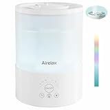 Airelax Luftbefeuchter, 2.5L Cool Mist Luftbefeuchter Schlafzimmer mit 360° Doppeldüsen, 23dB Leise Top-Fill Humidifier für Baby Pflanzen, Aroma Diffuser mit Schlafmodus, automatische Abschaltung