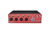 Focusrite Clarett+ 4Pre USB-Audio-Interface in Studioqualität für Musiker*innen – Hochwertige Aufnahmen über vier rausch- und verzerrungsarme Mikrofonvorverstärker für authentische Klangergebnisse