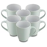 for friends 6 Stück Kaffeebecher 300ml aus hochwertigem Steinzeug, Kaffeetasse in mintgrün, Kaffeebecher mit Henkel, Spülmaschinen- & Mikrowellengeeignet