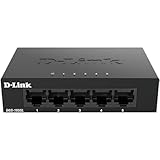 D-Link DGS-105GL 5-Port Gigabit Unmanaged Desktop Switch, lüfterlos, flaches Profil, Metallgehäuse, Plug-and-Play, 802.3az EEE schwarz DGS-105GL