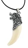 Allnus Collection Wolfszahn Halsanhänger mit Halskette, hochwertiger Halsschmuck, glänzend, Schmuck neuestes Modell, Zahn, Wolf für Damen und Herren, Kinder und Fans