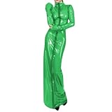 JQYTEN Fetisch Transparentes PVC-Bleistiftkleid für Damen aus Kunststoff mit Langen Ärmeln, sexy Nachtclub-Party, durchsichtige Lange Humpelkleider