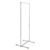 Mittelraumständer Kleiderständer B71 x H154 x T54cm Vierkantrohr verchromt | sehr stabiler Profi-Textilständer mit Stellfüßen für Bekleidungsgeschäfte u. Boutiquen | einfach und schnell aufgebaut