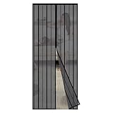 Sekey Magnet Fliegengitter Balkontür ohne Bohren, Türvorhang Fliegenschutz Schiebetür, Insektenschutz Vorhang Tür durch leichte Montage 80x205cm, Schwarz
