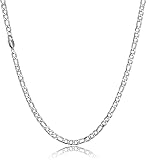HSWYFCJY Silber Figaro Kette Männer Kette Halskette Edelstahl Herren Ketten Schmuck Halskette für Jungen Geschenk 22 Zoll