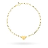 LAMUR Armband aus 585er-Gold, Modernes Goldarmband für Damen, Damenschmuck, Goldschmuck mit Reinigungstuch, Damenarmband, Länge 17,5-19 cm