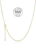 Silvora Einfache Damen Panzerkette Gold 1.5mm breit Dünne Panzerkette Silber 925 Gliederkette Gold ohne Anhänger Goldkette 55cm+5cm lang Ankerkette