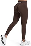 JOYSPELS Gym Sport Leggings Damen, Sporthose Damen Lang Blickdicht Po Push Up Seamless Leggins Tights Zichorienkaffee M