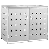 vidaXL Mülltonnenbox für 2 Tonnen Müllbox Mülltonnenverkleidung Mülltonne Mülltonnenbox Müllcontainer Gerätebox 240L Edelstahl Silbern