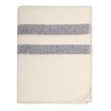 Dicke Decke aus Alpakawolle, schwer, für Camping im Freien oder im Innenbereich, weiche peruanische Alpakawolledecken (Elfenbein – weiche graue Streifen, Reisegröße)