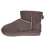OOG Damen Lederboots Diamonten Knopf Echtes Leder Boots Winterboots Lederstiefel warm gefüttert Teddyfutter (5803Flamingo Dark, numeric_40)