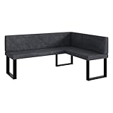 MEBLINI Eckbank für Esszimmer - Küchenbank - Essecke - Sitzecke Küche - ERIC - U-Beine 128x168x87cm Rechts - Dunkelgrau Samt