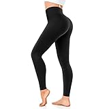 FuelMeFoot Leggings Damen High Waist Blickdicht Leggins mit Bauchkontrolle Slim Fit Angenehm Weiche Elastische Sportleggings.1 Pack-01-Schwarz S/M