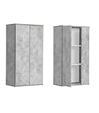 mokebo Mehrzweckschrank Büroschrank 'Der Schlanke' (60x110 cm) aus Holz schmaler Aktenschrank oder Haushaltsschrank, auch als Kleiner Schuhschrank in Grauer Betonoptik