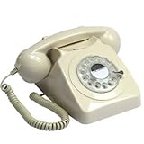 GPO 746ROTARYIVO Retro Telefon mit Wählscheibe im 70er Jahre Design Creme