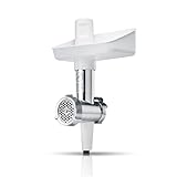 Bosch Fleischwolf MUZS2FWW, Fleischwolf-Aufsatz, Stopfer, Edelstahl Loch-Scheibe 4,5 mm, auch für Fisch und Gemüse, passend für Küchenmaschine Serie 2