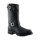 Grinders Herreningenieur Wild One Schwarz Leder Motorrad Western Kampfstiefel mit Schnallenverschluss 40
