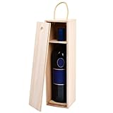 Weinbox aus Holz, 35 x 10 x 10 cm Weinkiste Holzkiste mit Schiebedeckel und Tragekordel, Aufbewahrungsbox für Geschenke, Wein-Box Geschenkbox Holz für Jubiläum Hochzeit Einweihungsparty Geburtstag